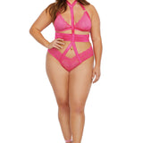 Bralette and Harness Panty - Queen Size - Fuchsia DG-12364XFUSQ