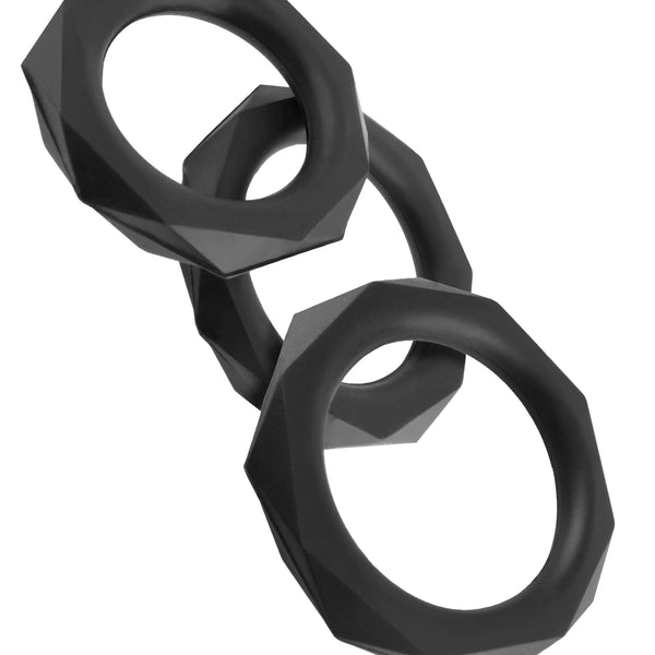 Fantasy C-Ringz Silicone Designer Stamina Set  Black PD5967-23