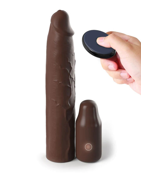 Fantasy X-Tensions Elite 9 Inch Sleeve Vibrating  3 Inch Plug With Remote - Brown PD4155-29