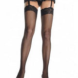 Fishnet Thigh Highs With Lace Top- One Size - Blk LA-9023BLK