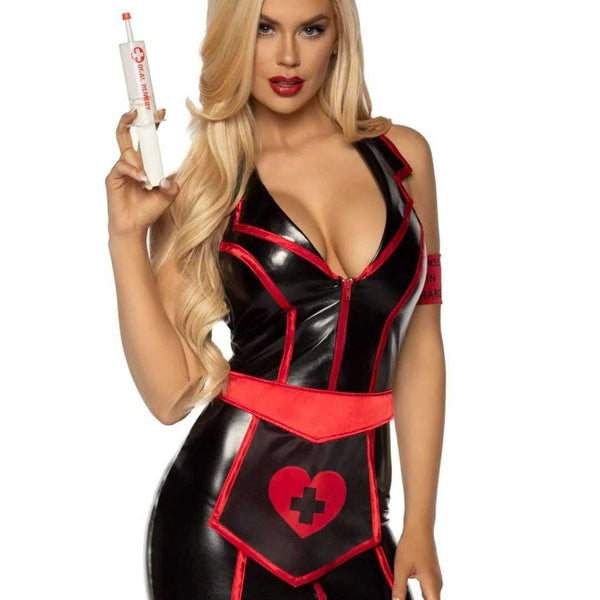 Naughty Nurse Costume - Medium - Black/red LA-86926BLKM