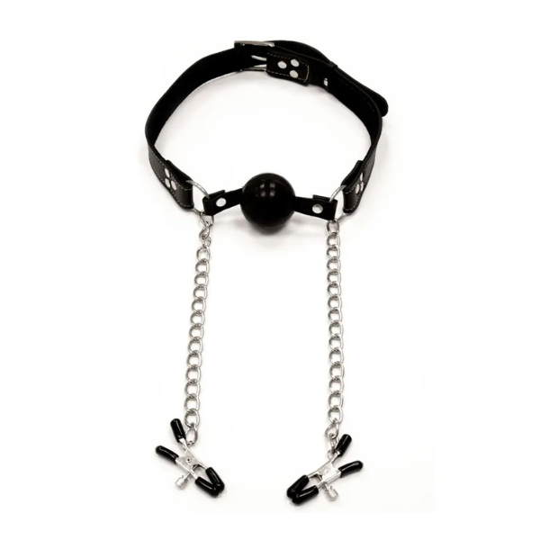 Fetish Fantasy Extreme Deluxe Ball Gag and Nipple Clamps | Ultimate Tease and Control Pipedream