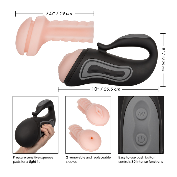 Optimum Power Rechargeable Grip-N-Stroke | Customizable Vibration Power Stroker for Ultimate Pleasure CalExotics