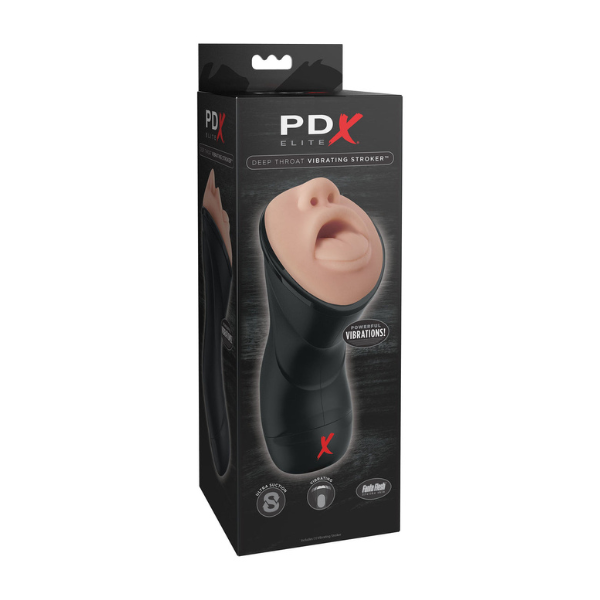 PDX Elite -  Elite Deep Throat Vibrating Stroker | Dual-Action Stroker with Ultra-Realistic Fanta Flesh® Pipedream