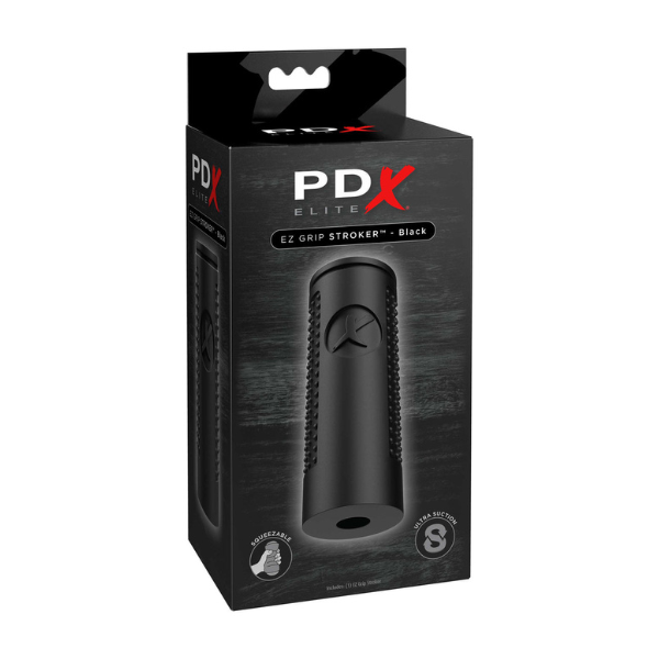 PDX Elite EZ Grip Stroker (Black) | Ergonomic Design for Comfortable, Realistic Pleasure Pipedream