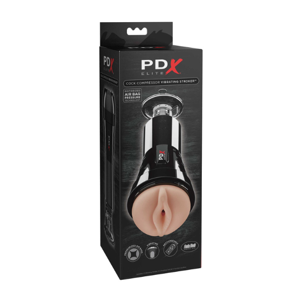 PDX Elite Cock Compressor Vibrating Stroker | Intense Compression and Vibration for Maximum Sensation Pipedream