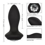 Power Gem Vibrating Petite Crystal Probe (Black) | Flexible, Dazzling Vibration for Intense Anal Pleasure CalExotics