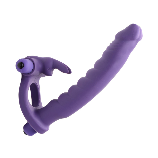 Double Delight Dual Insertion Vibrating  Rabbit Cock Ring | Dual Stimulation for Intense Shared Pleasure XR Brands