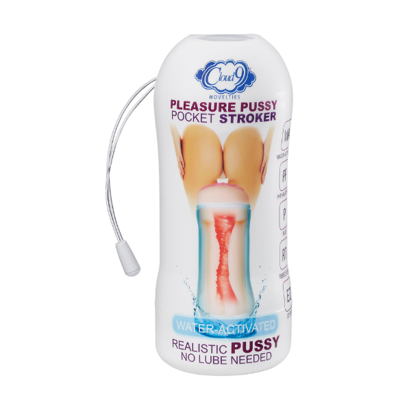 Pleasure Pussy Pocket Stroker (Flesh) | Water-Activated, Realistic Feel with No Lube Needed Cloud 9 Novelties