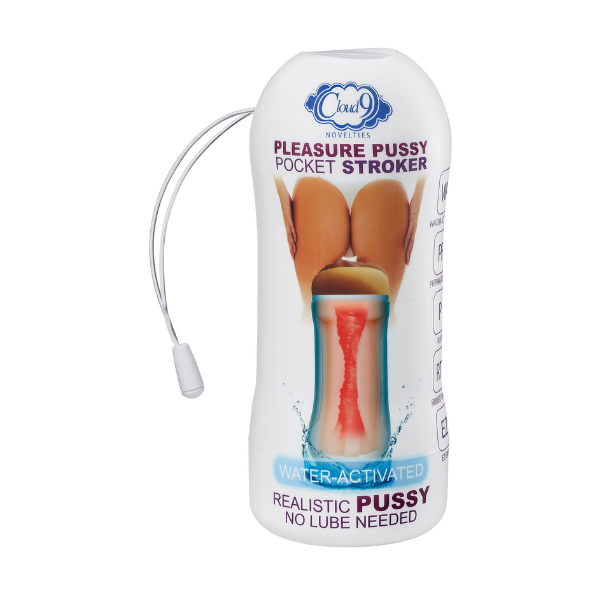 Pleasure Pussy Pocket Stroker (Tan) | Water-Activated, Realistic Feel with No Lube Needed Cloud 9 Novelties