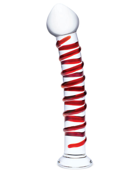 10 Inch Mr. Swirly Dildo - Red/clear GLAS-508