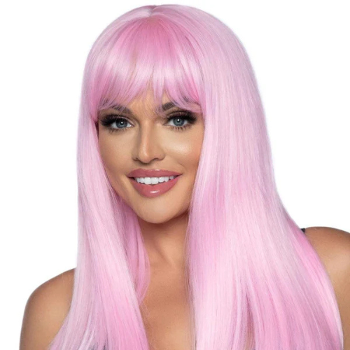 24 Inch Long Straight Bang Wig Pink Leg Avenue