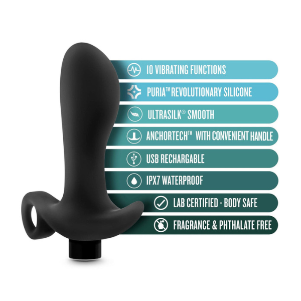 Anal Adventures Platinum Vibrating Prostate Massager 01 | Powerful, Targeted P-Spot Stimulation with UltraSmooth Silicone Blush