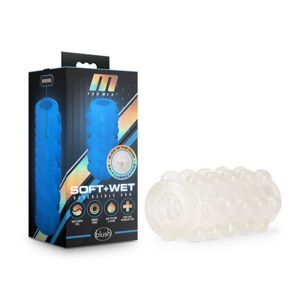 M for Men - Soft and Wet - Reversible Orb | Self-Lubricating, Dual-Texture Stroker with Glow-in-the-Dark Fun Blush