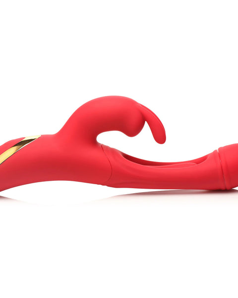 Rabbit Flick Flicking Silicone Rabbit Vibrator -  Red INM-AH389