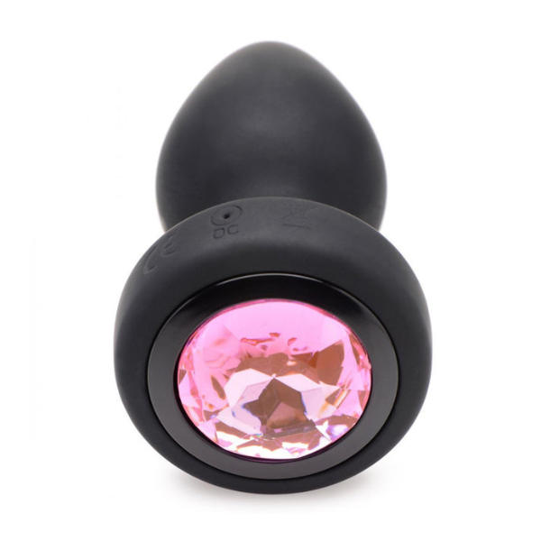 28x Silicone Vibrating Pink Gem Anal Plug With  Remote | Powerful Vibration and Elegant Jeweled Design for Backdoor Bliss XR Brands