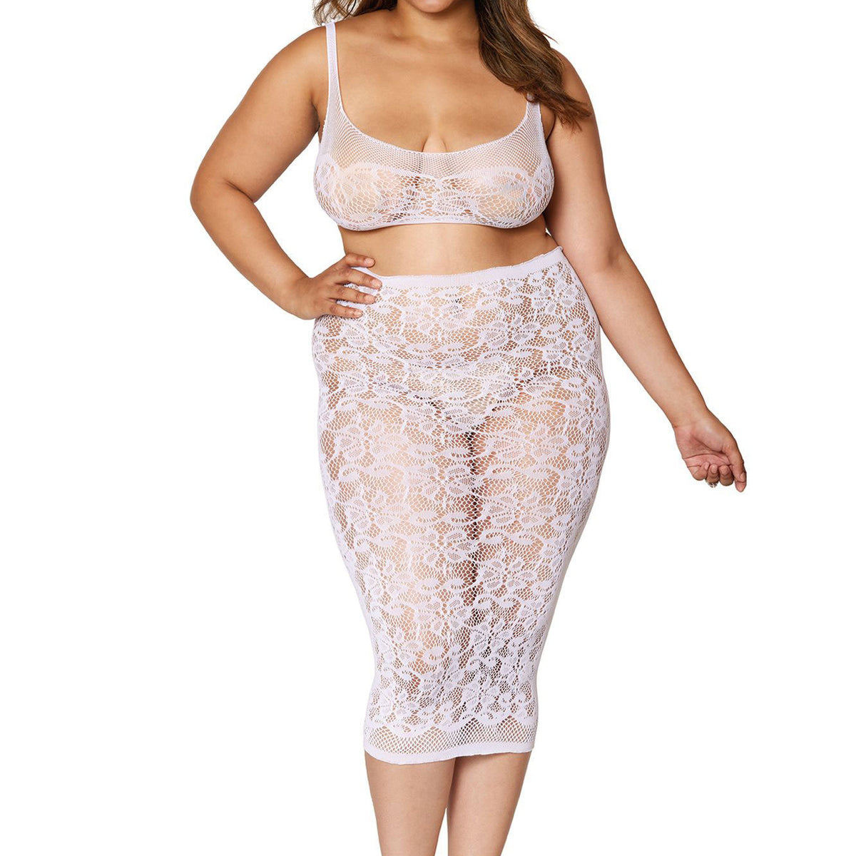 Bralette and Slip Skirt - Queen Size - White DG-12921WHTQ