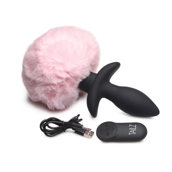 Waggerz Moving and Vibrating Bunny Tail Anal Plug  | Vibrating Plug with Fluffy Tail for Unique Role Play XR Brands