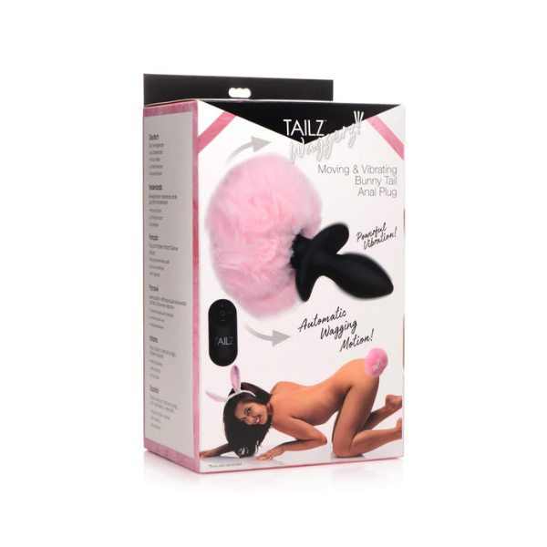 Waggerz Moving and Vibrating Bunny Tail Anal Plug  | Vibrating Plug with Fluffy Tail for Unique Role Play XR Brands