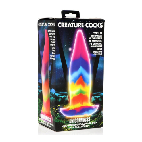 Unicorn Kiss Unicorn Tongue Glow-in-the-Dark Silicone Dildo | Magical, Luminous Pleasure XR Brands