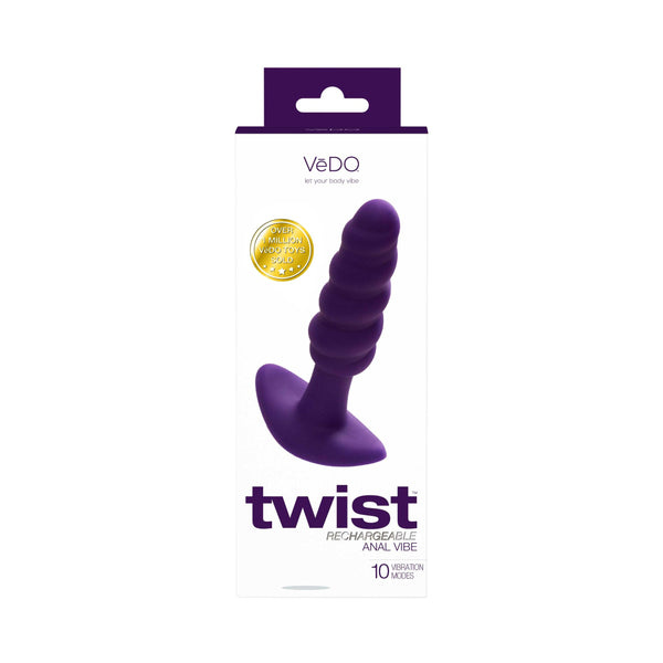 Twist Rechargeable Anal Vibe (Purple) | Intense Vibration with Swirling Texture for Maximum Pleasurel VeDO