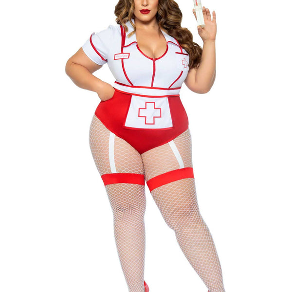 Plus Nurse Feelgood Sexy Costume - 3x/4x - White / Red LA-87086XWH3X4