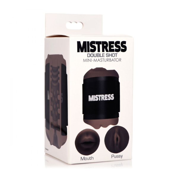 Mistress Double Shot Mouth and Pussy Stroker - Dark | Dual-Ended Pleasure with Realistic Textures Curve Toys