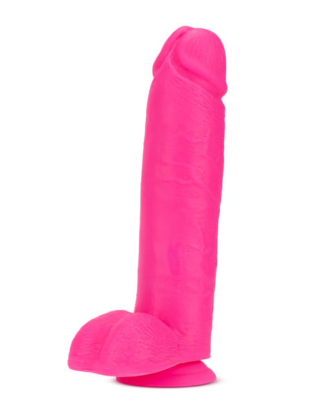 Neo Elite - 10 Inch Silicone Dual Density Cock  With Balls - Neon Pink BL-26410