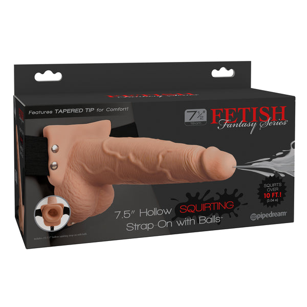 Fetish Fantasy Series 7.5 Inch Hollow Squirting Strap-on With Balls - Flesh PD3397-21