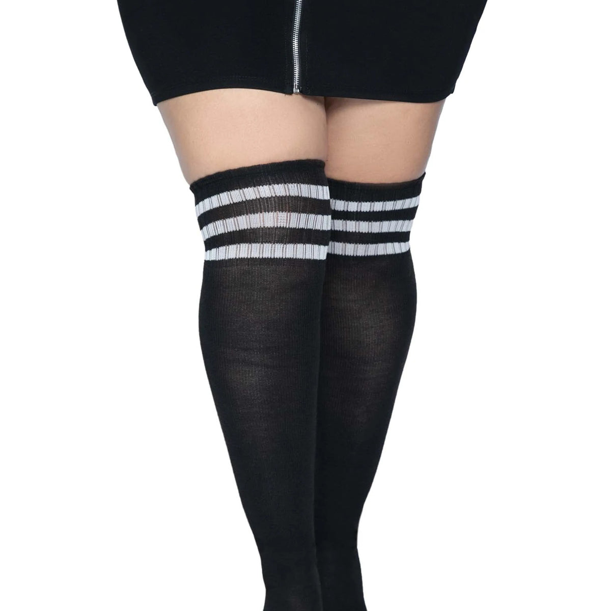 Over the Knee Athletic Socks -1x/2x - Black/white LA-5627XBLKWHT