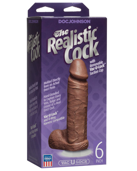 "6"" Realistic Cock W/balls" Doc Johnson