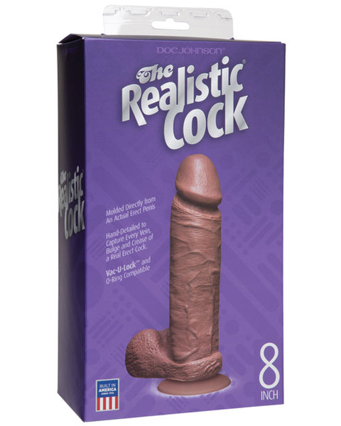 "8"" Realistic Cock W/balls" Doc Johnson