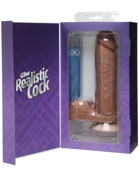 "8"" Realistic Cock W/balls" Doc Johnson