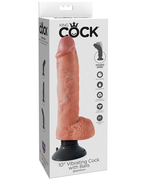 "King Cock 10"" Vibrating Cock W/balls" Pipedream Products