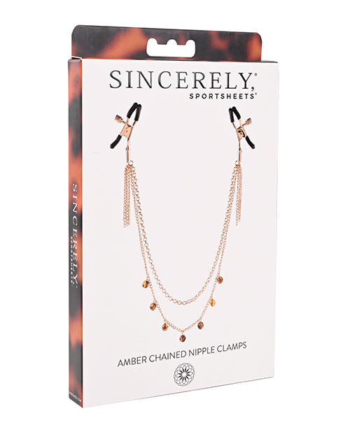 Sincerely Amber Chained Nipple Clamps Sportsheets International