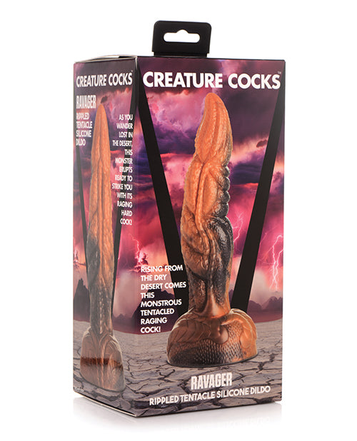 Creature Cocks Ravager Rippled Tentacle Silicone Dildo  - Orange/Black Xr LLC