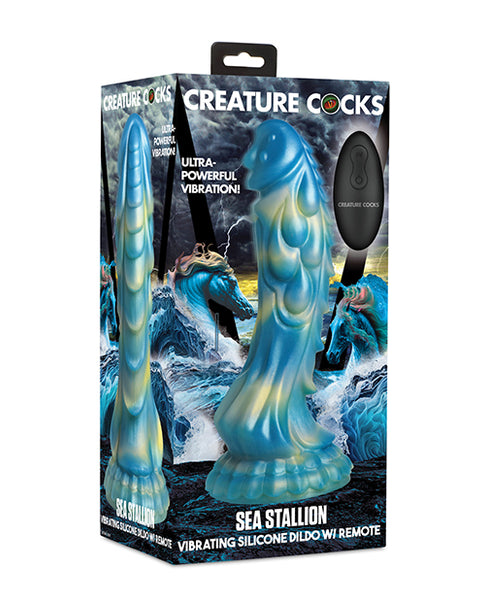 Creature Cocks Sea Stallion Vibrating Dildo w/ Remote - Blue/Yellow Xr LLC