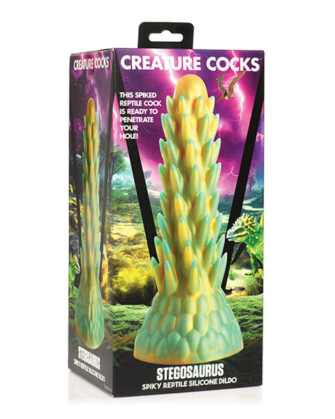 Creature Cocks Stegosaurus Spiky Reptile Silicone Dildo - Teal/Gold Xr LLC