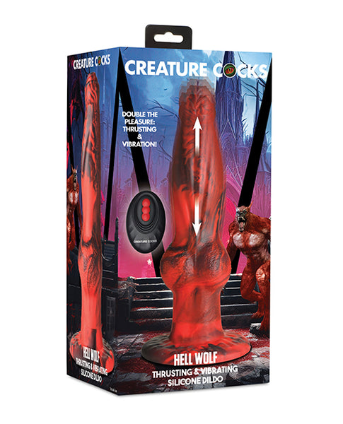 Creature Cocks Hell-Wolf Thrusting & Vibrating Silicone Dildo - Black/Red Xr LLC