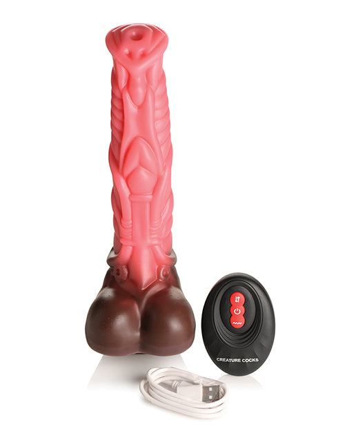 Creature Cocks Deluxe Centaur Thrusting & Vibrating Silicone Dildo w/Remote Control - Peach/Brown Xr LLC