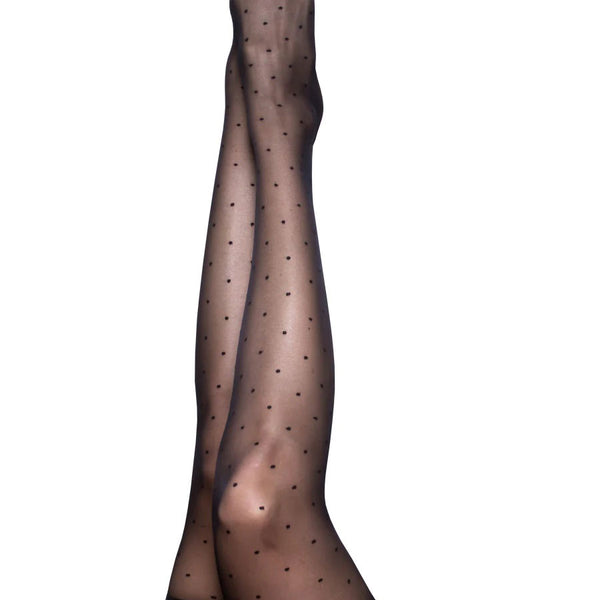 Ally - Polka Dot Thigh High - Size C - Black KX-1304C-BLK-C