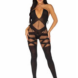 Feels Like Love Opaque Bodystocking - One Size -  Black LA-89152BLKOS