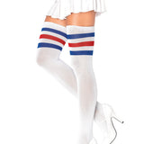 3 Stripes Athletic Ribbed Thigh Highs - One Size LA-6605RWB