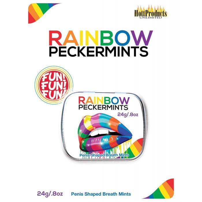 Rainbow Pecker Shape Candies in Tin-Carded Capricho Adult Store