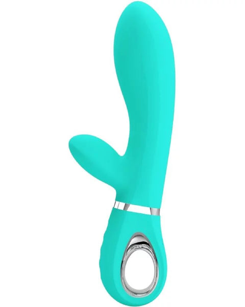 Thomas Super Soft Silicone Rabbit Vibrator -  Turquoise Pretty Love