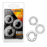 Stay Hard - Beaded Cock Rings - 3 Pack - Clear Blush