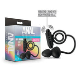 Anal Adventures- Platinum- Silicone Anal Plug With Vibrating C-Ring - Black Blush