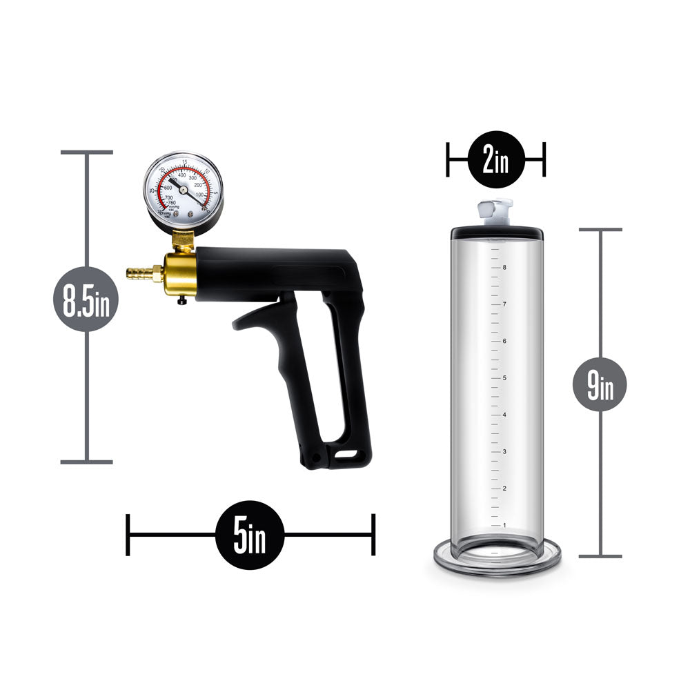 Performance - Vx7 Vacuum Penis Pump With Brass  Trigger & Pressure Gauge - Clear Blush