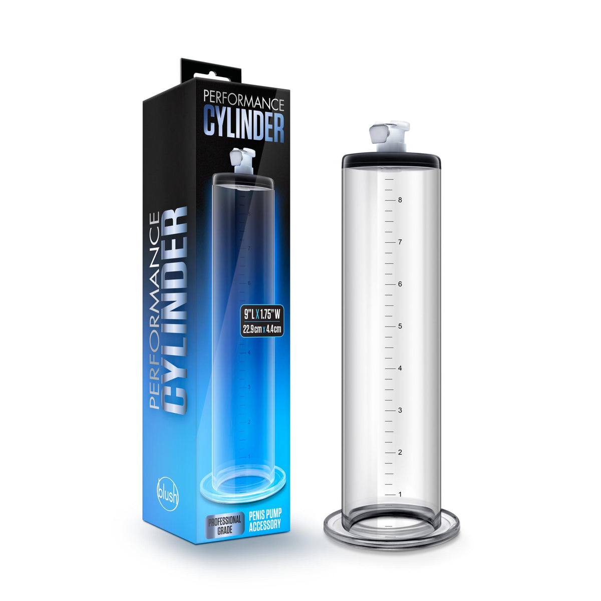 Performance - 9 Inch X 1.75 Inch Penis Pump  Cylinder  Clear Blush