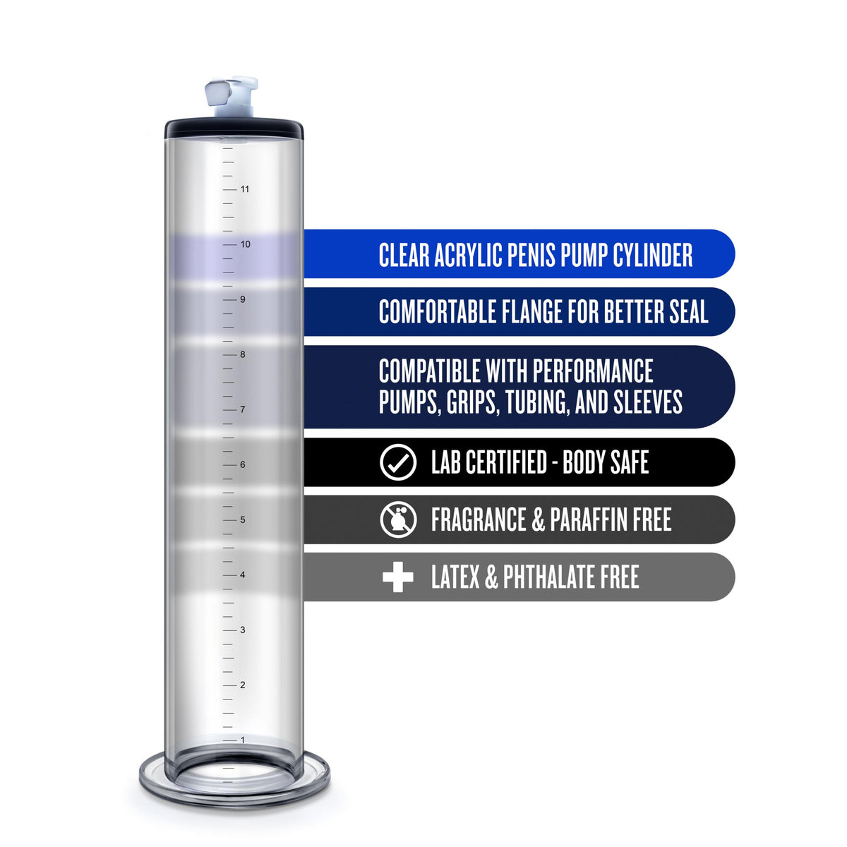 Performance - 12 Inch X 2 Inch Penis Pump Cylinder - Clear Blush